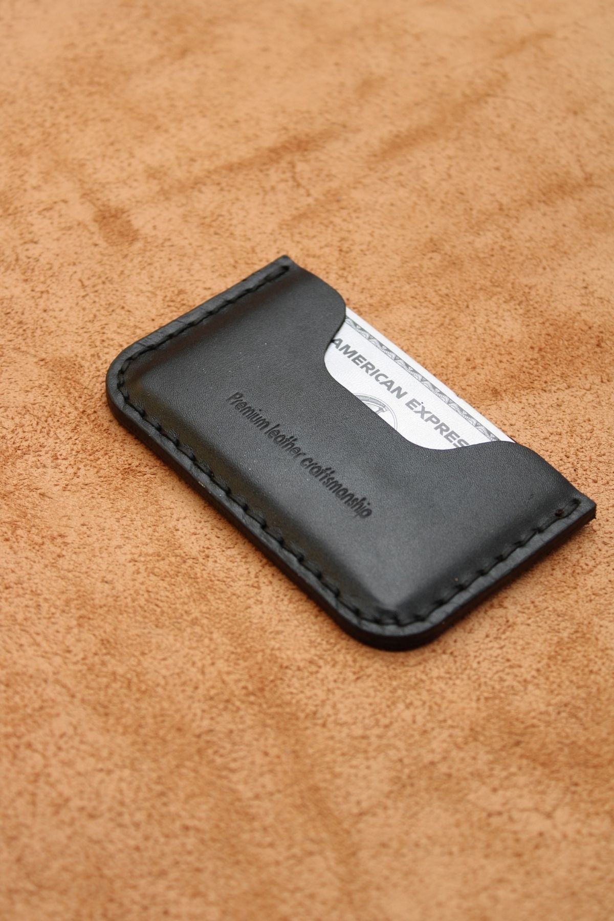 Ultra Minimalist İnce Siyah Yatay Kartlık - 3 Kart Yuvası - Full Siyah Deri Koleksiyonu