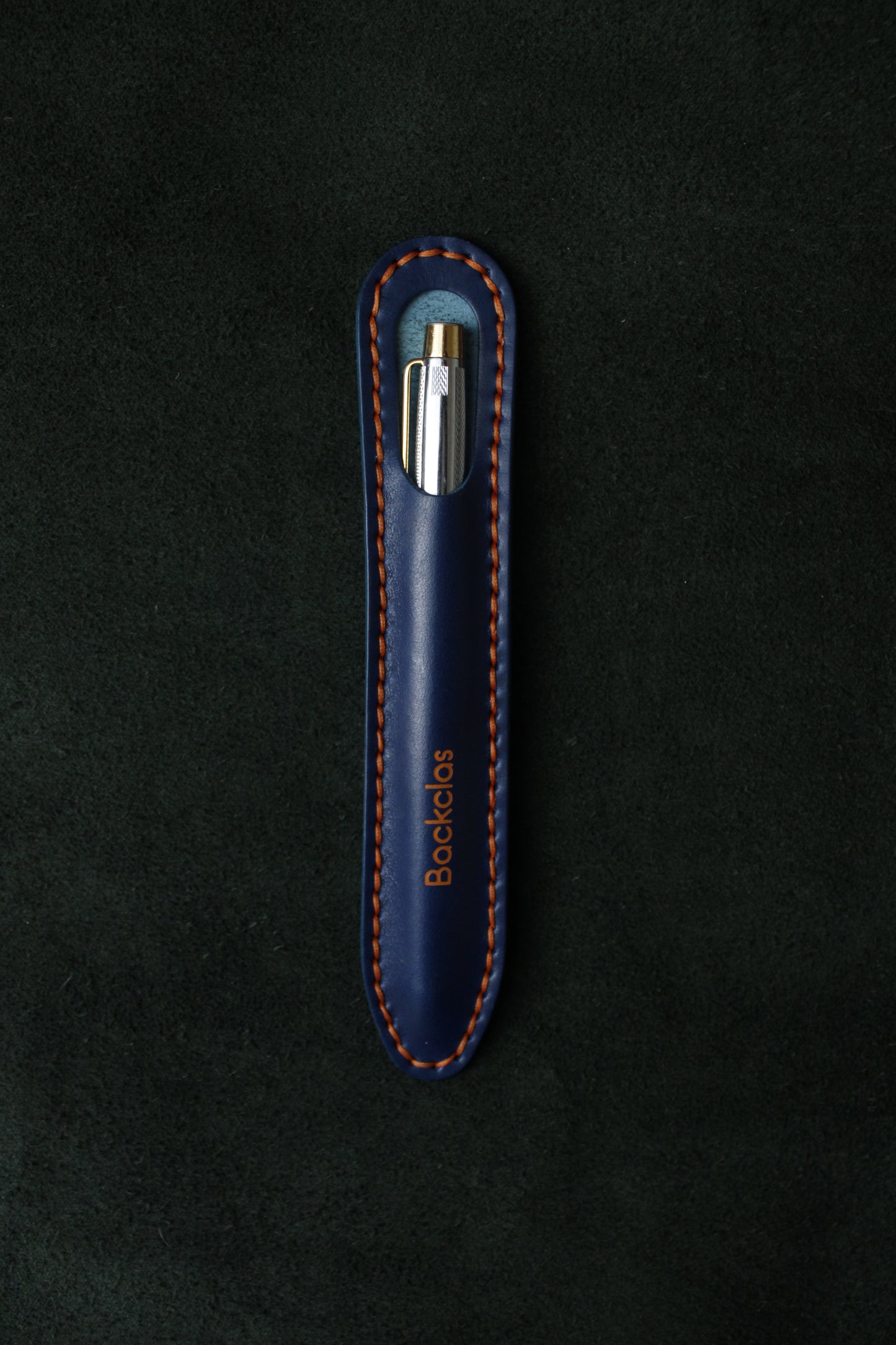 Mavi Deri Tekli Kalem Kılıfı