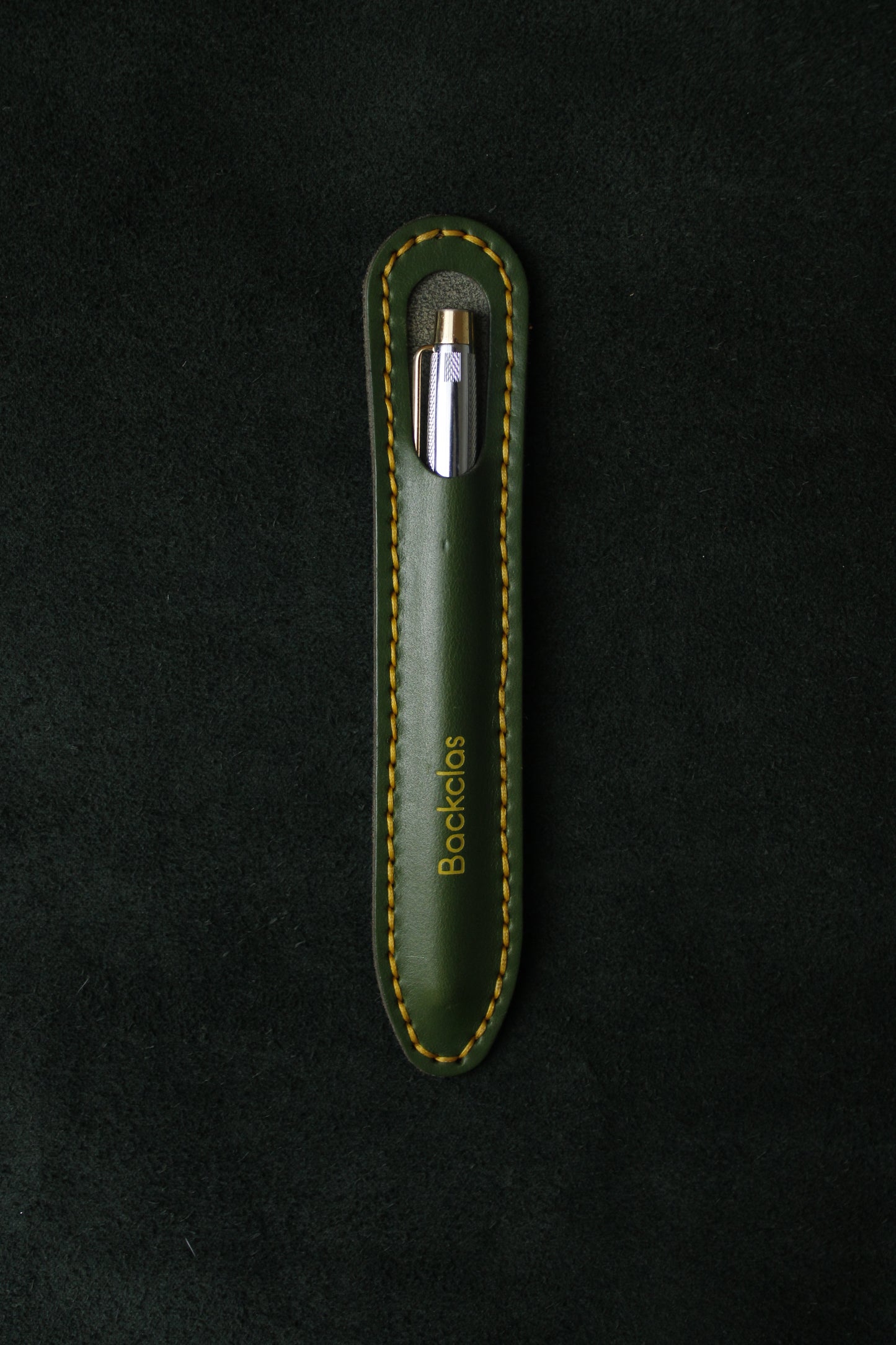 Yeşil Deri Tekli Kalem Kılıfı
