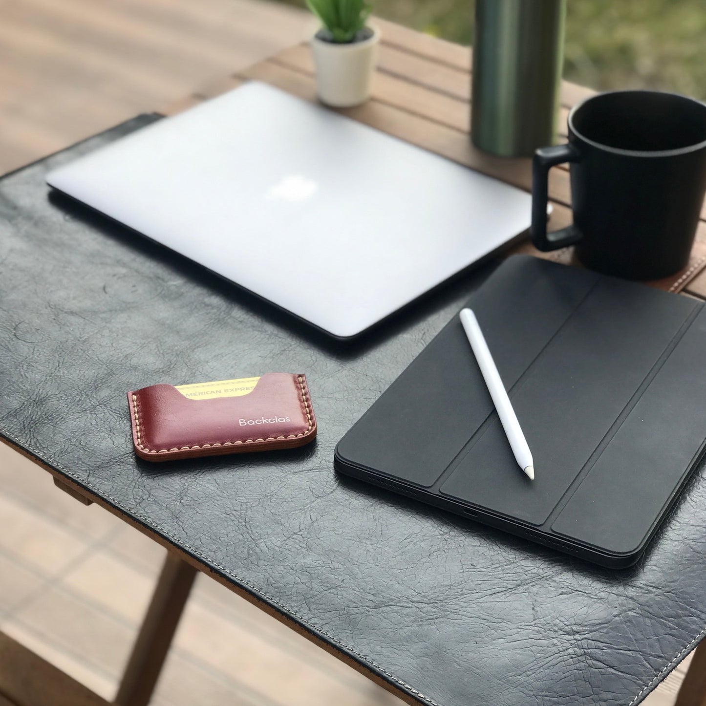 Thin Wallet - Yatay - Bordo & Taba