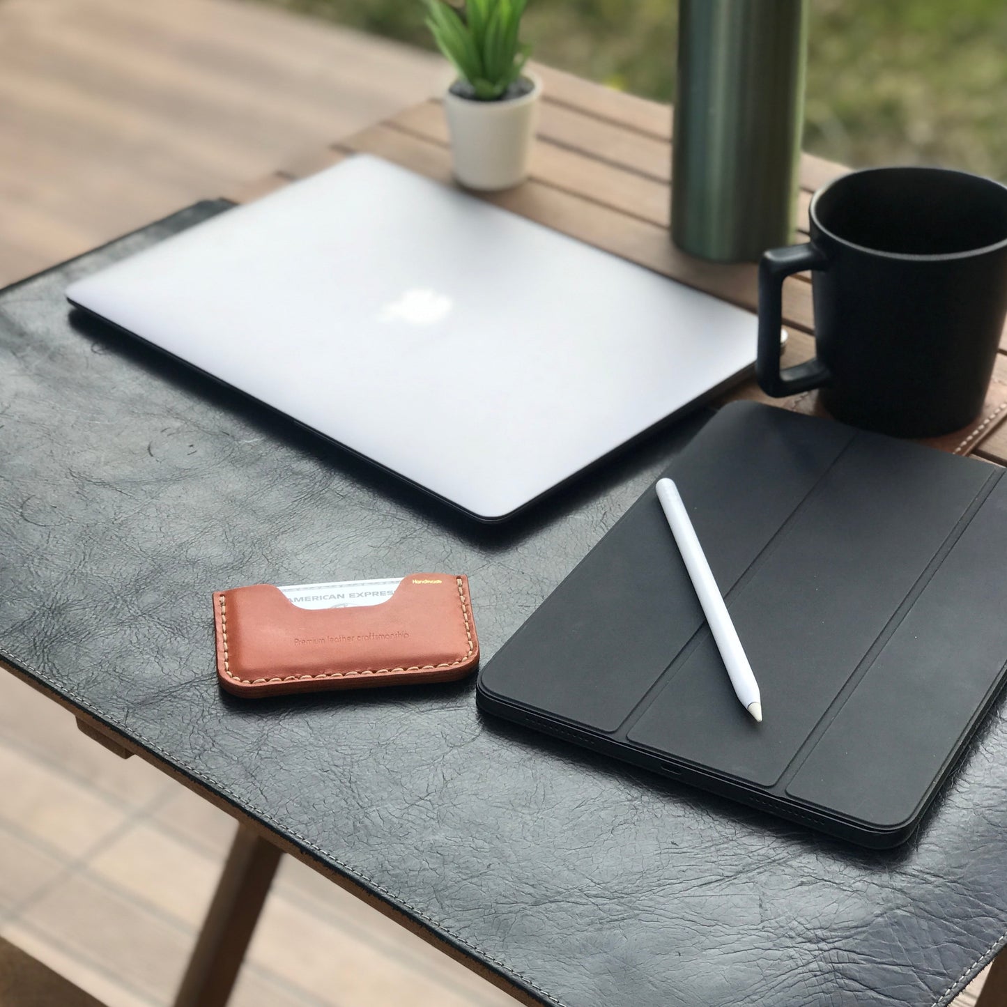 Thin Wallet - Yatay - Bordo & Taba